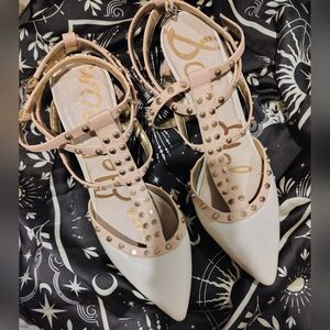 Sam Edelman Cream and Gold Studded Heels